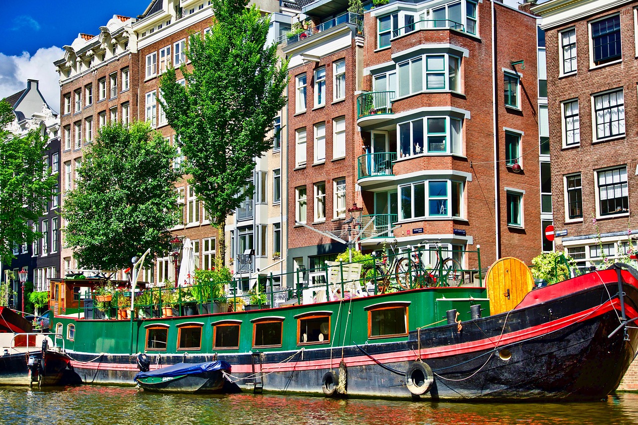 Amsterdam canal-side apartment buildings