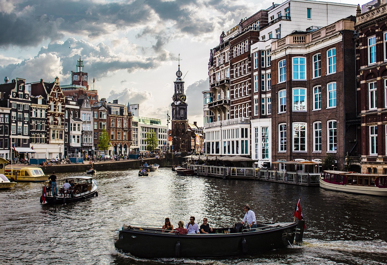 Amsterdam canal with bicycles