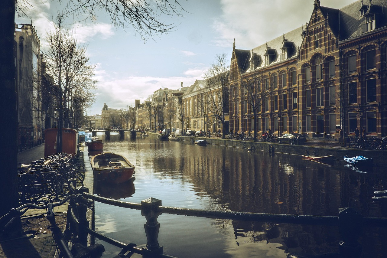Amsterdam canal on a clear day