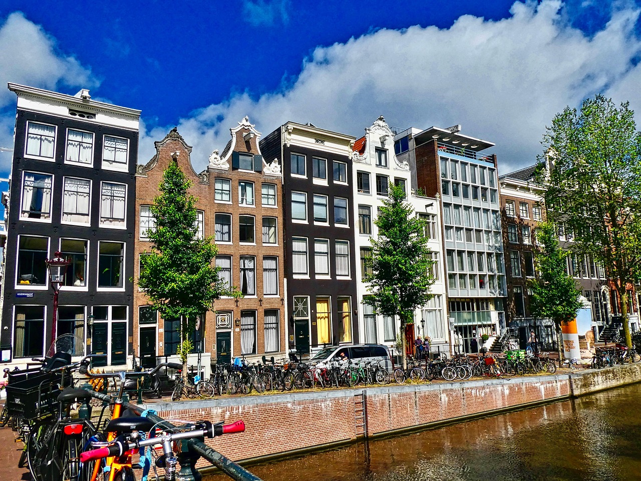 Row of classic Amsterdam canal houses