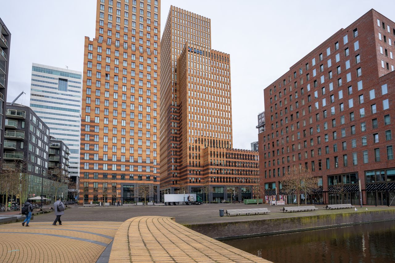 Brick office towers in Amsterdam Zuidas